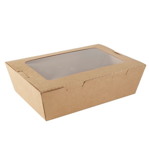 CAJA KRAFT BISAGRA C/VENTANA 500cc (1x600)